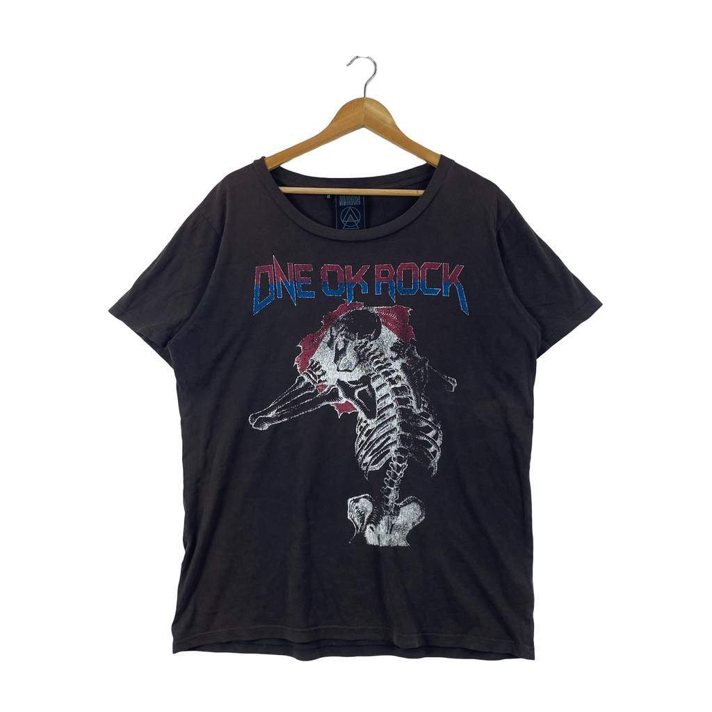 Vintage ONE OK ROCK Band Skull Skeleton Graphic Japanese Rock Tour Style Streetwear
