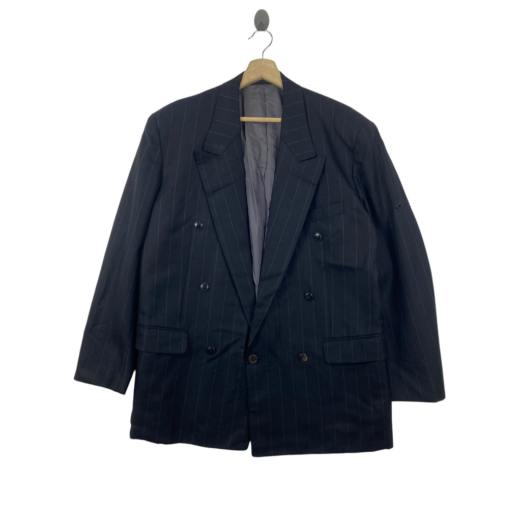 Vintage KANSAI YAMAMOTO MAN Yutaka Nishimura Double Breasted Pinstripe Blazer Jacket  Classic Japanese Designer Tailoring Peak Lapel Formal Suit Coat