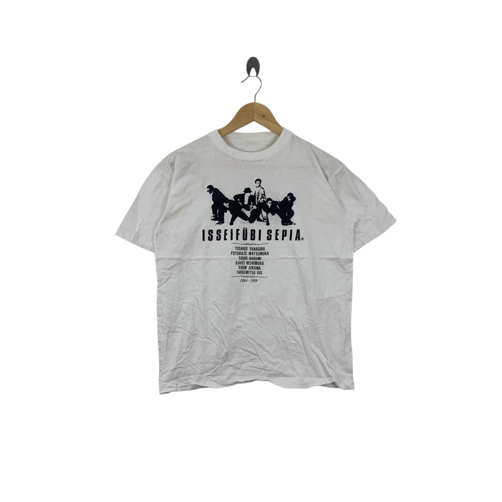 Vintage 1989 ISSEI FUBI SEPIA Street Performance Group Tee Shirt Top Japan Band