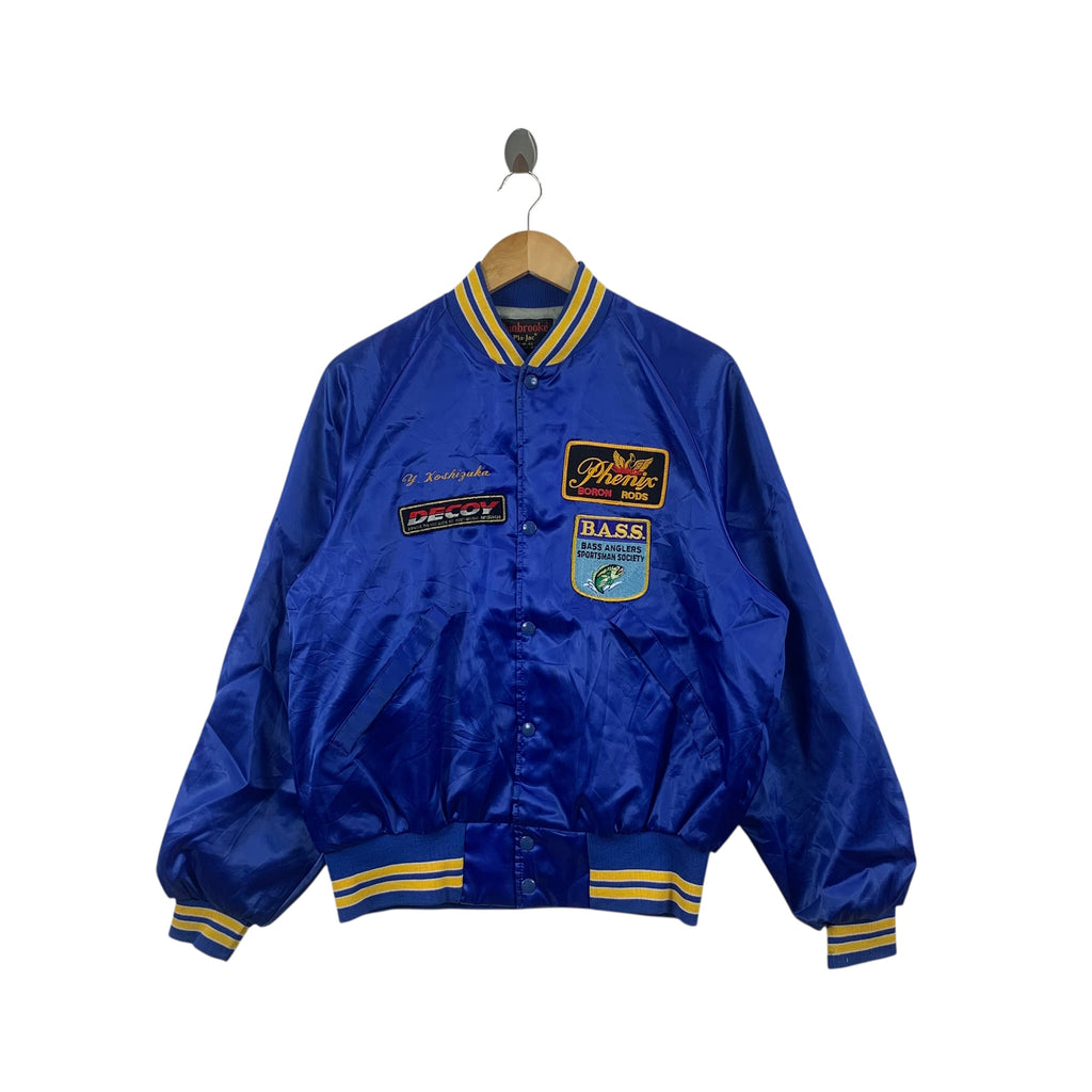 Vintage PHENIX BORON RODS Fishing Bass Patch Varsity Jacket Bomber Decoy Graphite