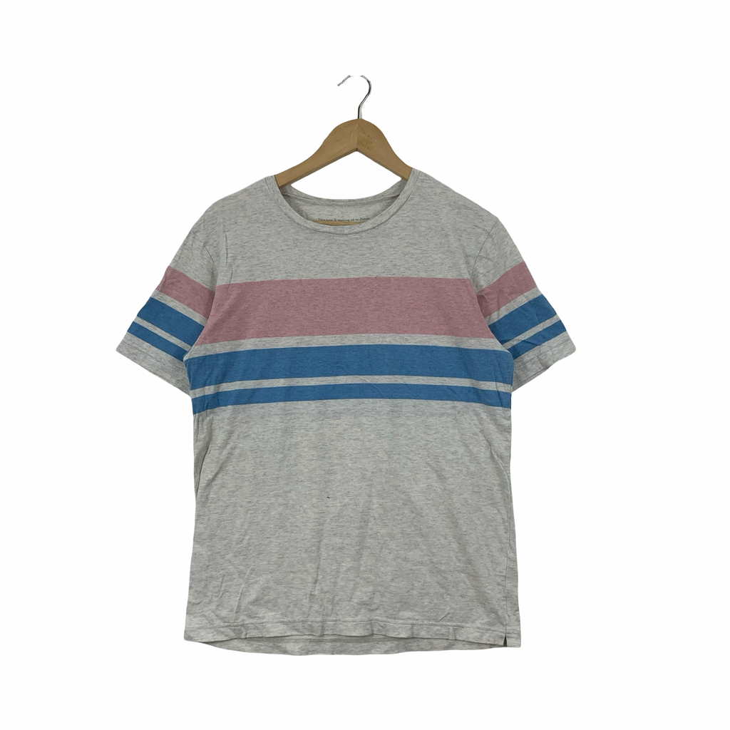 QUODRO Colour Block Stripe Tee Shirt Top Japanese Fashion