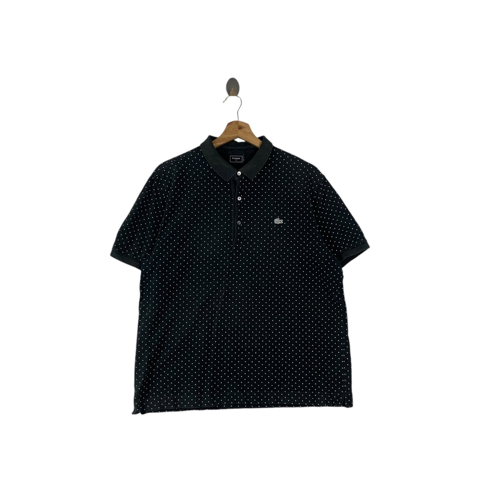 Vintage LACOSTE FRANCE Polka Dot Made In Japan Polo Tee Shirt Top Baggy Embossed Logo