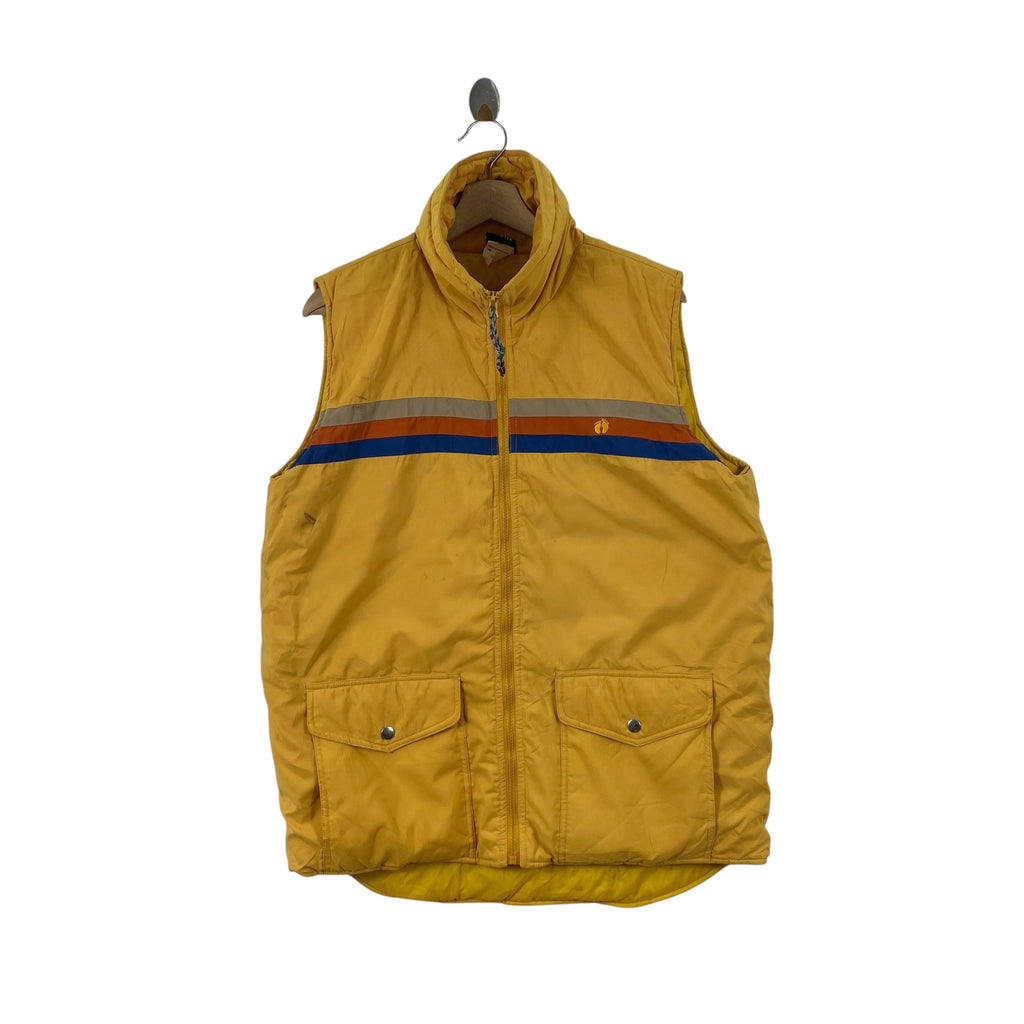 Vintage HANG TEN Puffer Vesy  Stripe Outdoor Streetwear  Zip Up Jacket Pocket Retro Casual Vest