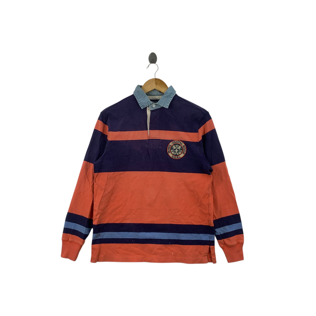 Vintage 90s POLO RALPH LAUREN Patrol Costal Rescue Tee Shirt Top Rugby Crest Logo