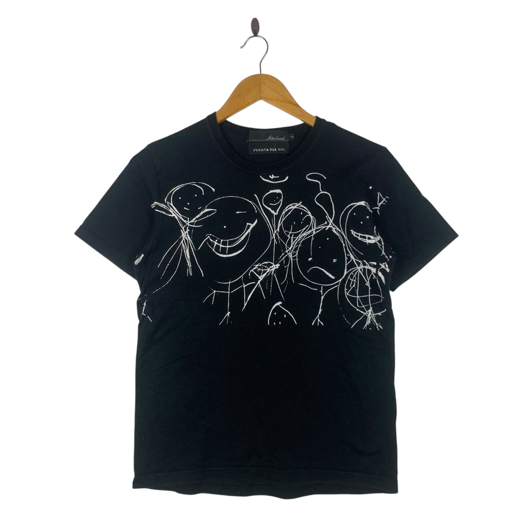 ATTACHMENT x PUERTA DEL SOL Collaboration Painting Tee Shirt Top Illustration Artist Black Short Sleeve