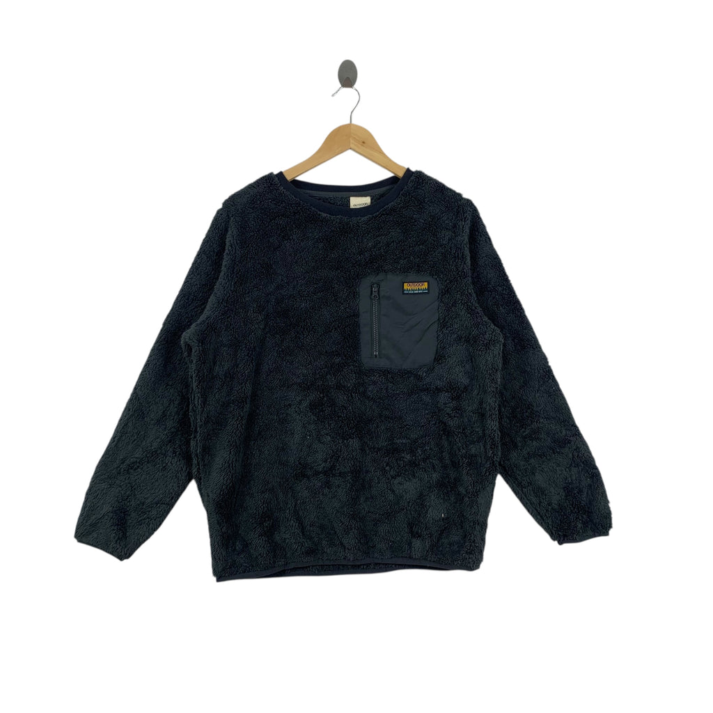 OUTDOOR USA RETRO X Pocket Sherpa Fleece Pullover Sweater Camping National Park