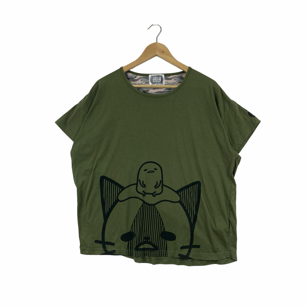 Vintage GUDETAMA x MONSTER HUNTER Crossover Graphic Tee Shirt Anime Sanrio Capcom Oversized Japanese Streetwear