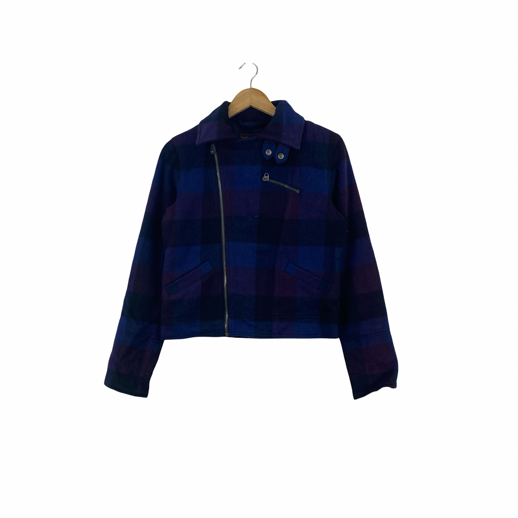 Vintage LUI’S Cropped Biker Jacket  Check Asymmetric Zip