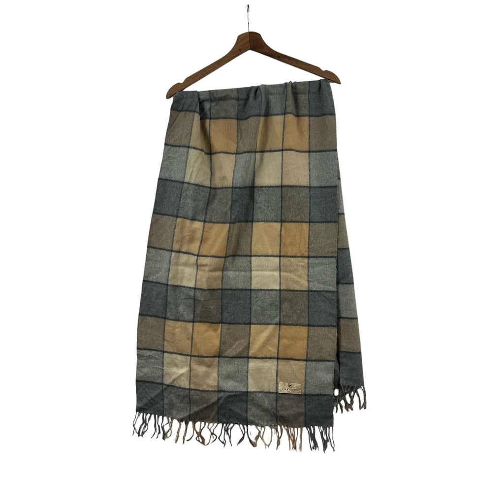 Vintage COURREGES PARIS Nova Checks Tartan Muffler Scarf Shawl Fringes