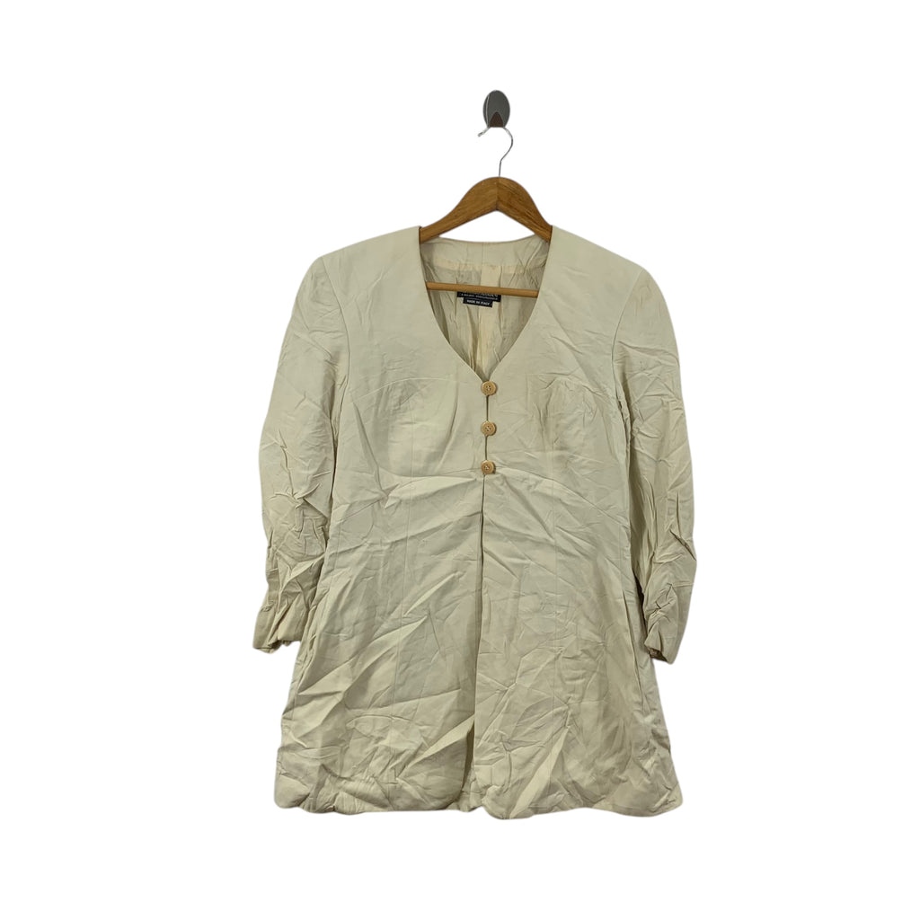 Vintage GIORGIO ARMANI Made In Italy Rayon Button Up V Neck Jacket Coat