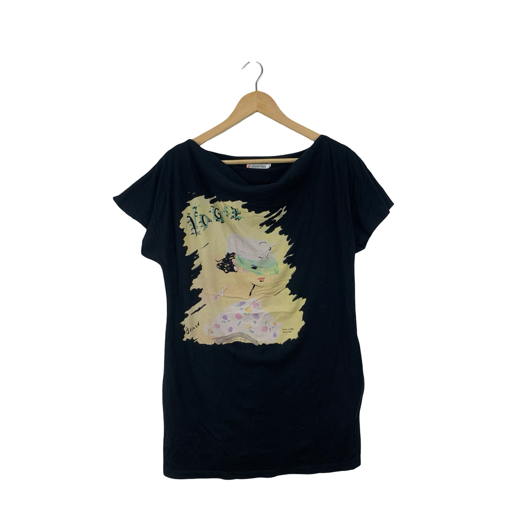 UNIQLO UT x VOGUE Watercolor Design Short Cap Sleeves Tee Shirt Top Blouse
