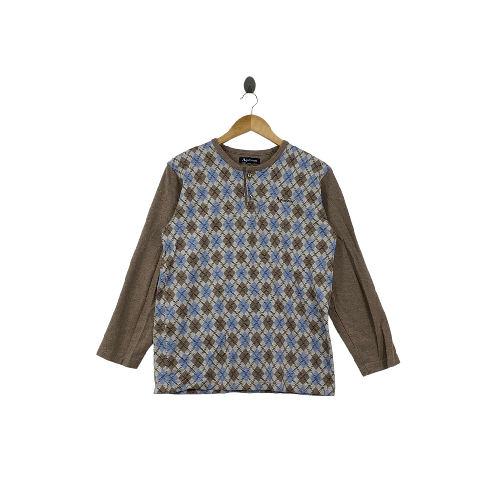 Vintage AQUASCUTUM LONDON Argyle Nova Checks Sweatshirt Sweater Pullover Jumper Henley