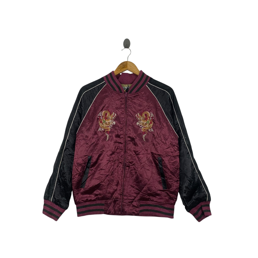 Vintage SUKAJAN SOUVENIR JACKET Dragon Ryu Japan Traditional Zipper Windbreaker