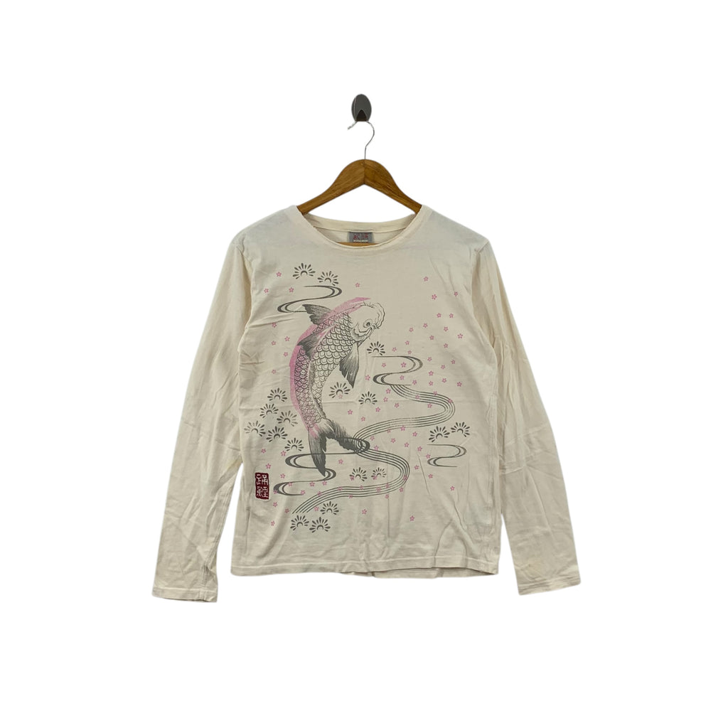 JAPAN TRADITIONAL KOI Fish Temple Osaka Edition Tee Shirt Top Onsen Long Sleeve