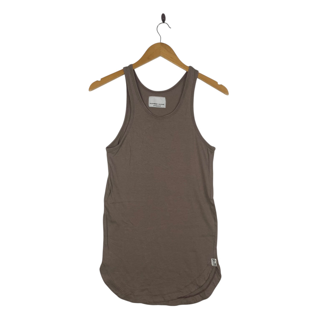 NUMBER NINE STUDIOUS Collection Music Note Tank Top Tee Shirt Brown Plain
