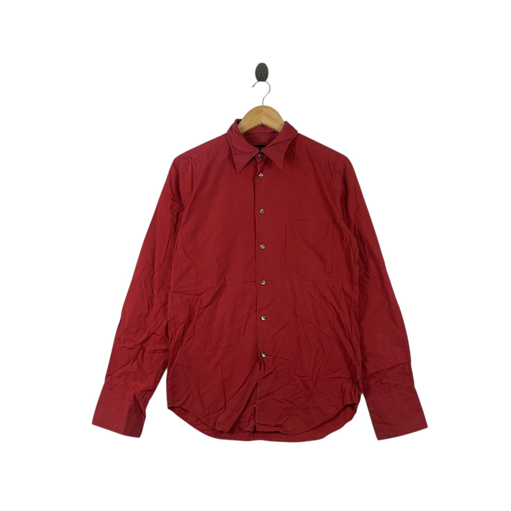 PPFM JAPAN PUNK Red Tee Shirt Top Collar Long Sleeve Plain