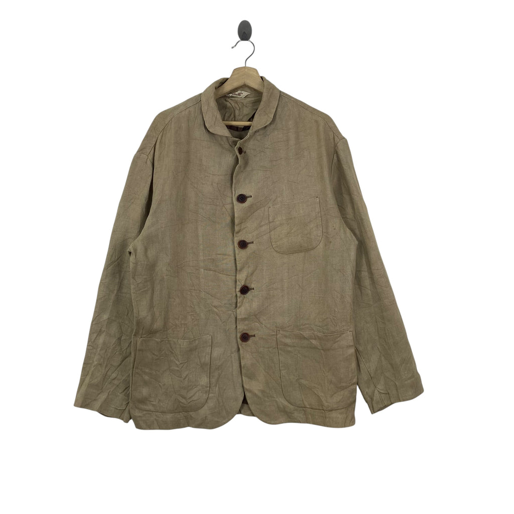 Vintage CAPALBIO Jacket Button Up Workwear Blazer Italian Casual Lightweight Coat Relaxed Fit Natural Fabric Spring Summer