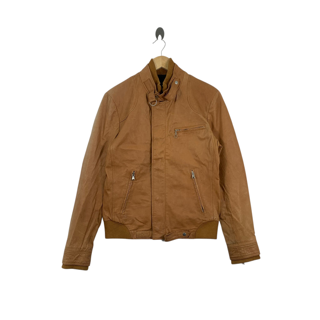 Vintage YAMAKEN APPAREL Real Leather Motorcycle Jacket Heavy Coat Windbreaker
