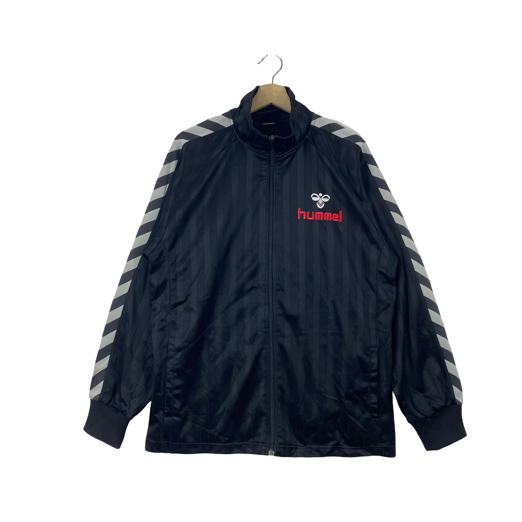 Vintage HUMMEL TRACK Jacket Chevron Striped Full Zip Sportswear Training Jersey Retro Athletic Outerwear