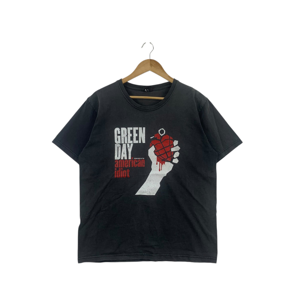 Vintage GREEN DAY American Idiot Album Distress Tee Shirt Top Tour Concert Promo