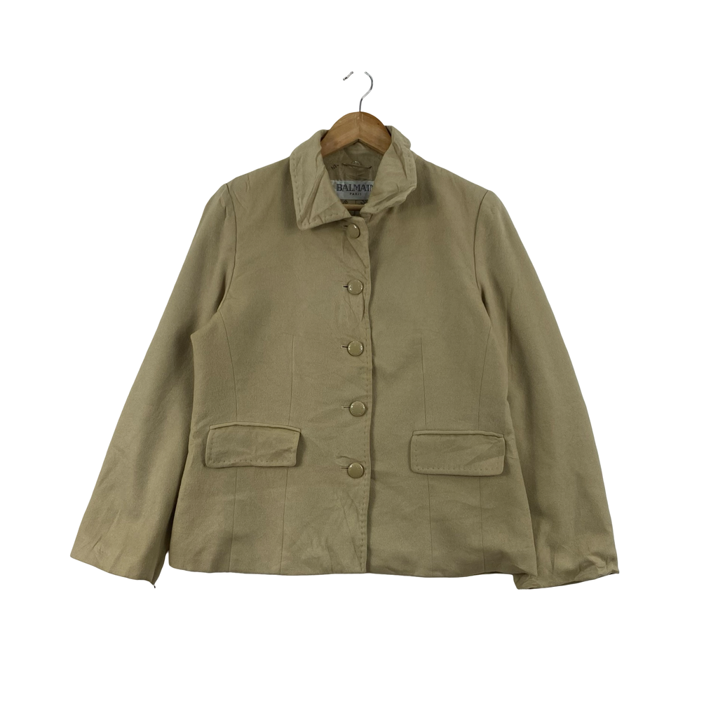 Vintage BALMAIN PARIS Jacket Coat Minimalist Designer Casual Button Up Outerwear Style