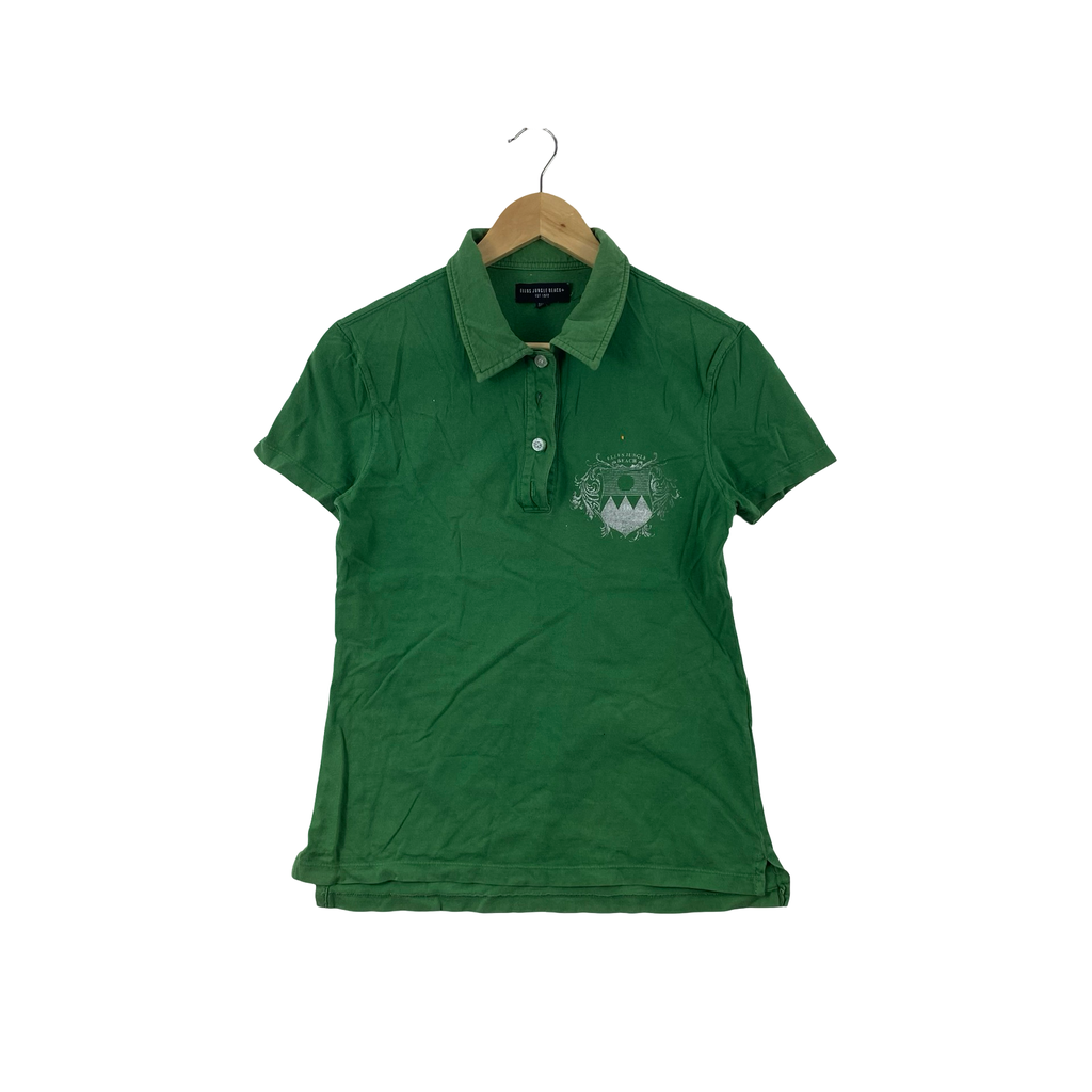 Vintage F2?S JUNGLE BEACH+ Polo Shirt Embroidered Crest Logo Short Sleeve Collared Y2K Casual Streetwear