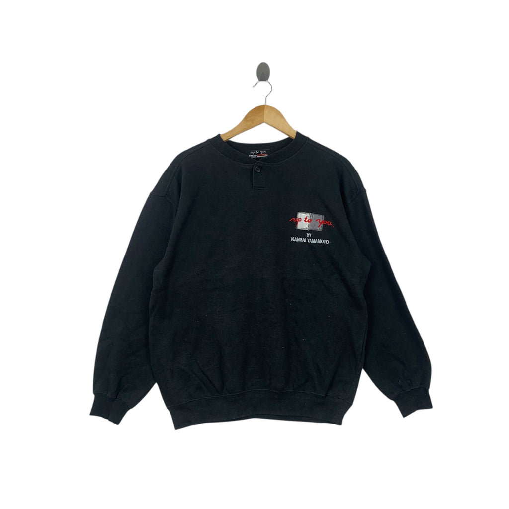 Vintage KANSAI YAMAMOTO Up To You Collection Henley Sweatshirt Sweater Pullover Embroidered Logo