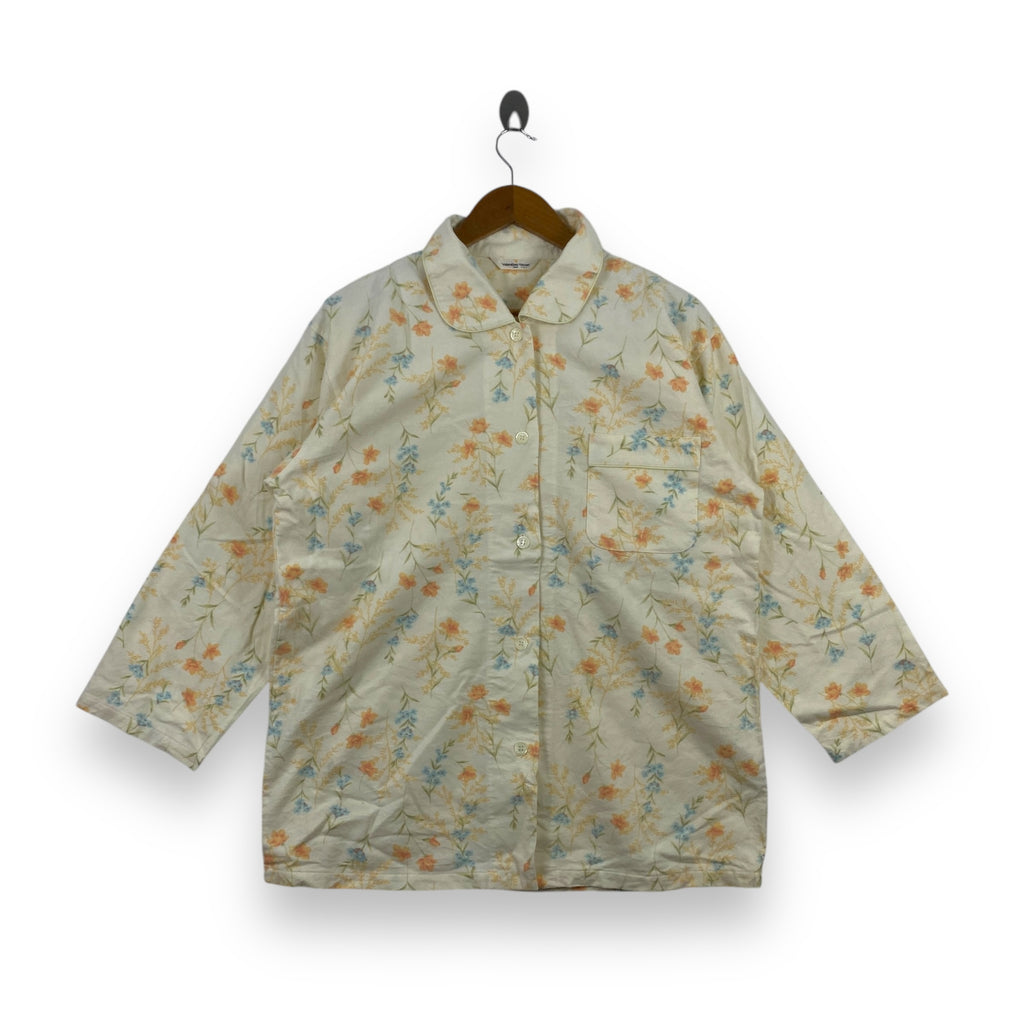 Vintage VALENTINO VASARI ITALY Floral Pajama Tee Shirt Soft Cotton
