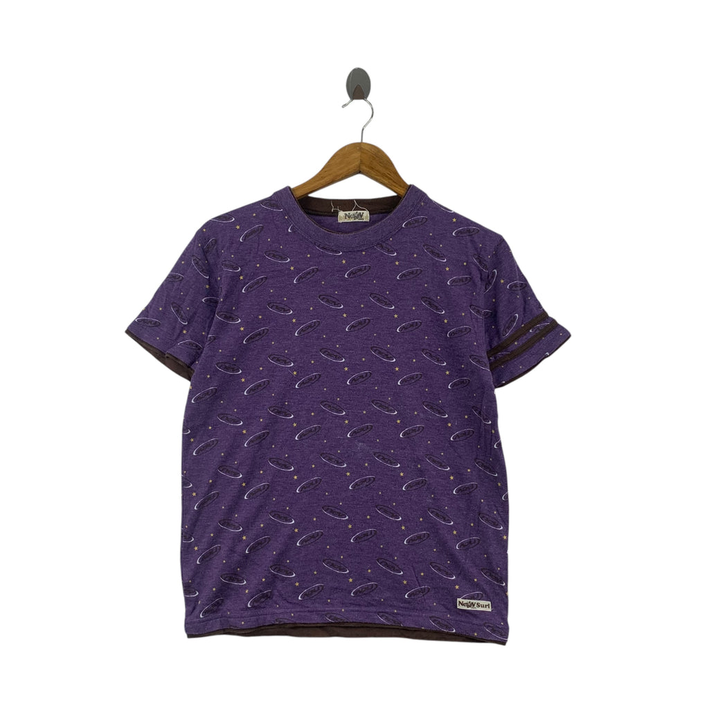 NEV SURF HAWAII Over Print Monogram Beach Tee Shirt Top Vacation Summer
