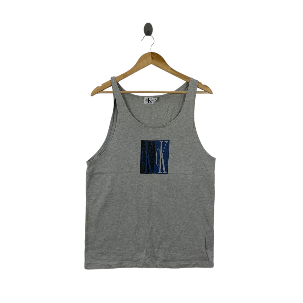 Vintage CALVIN KLEIN CK New York Box Logo Tank Top Tee Shirt Singlet Sleeveless
