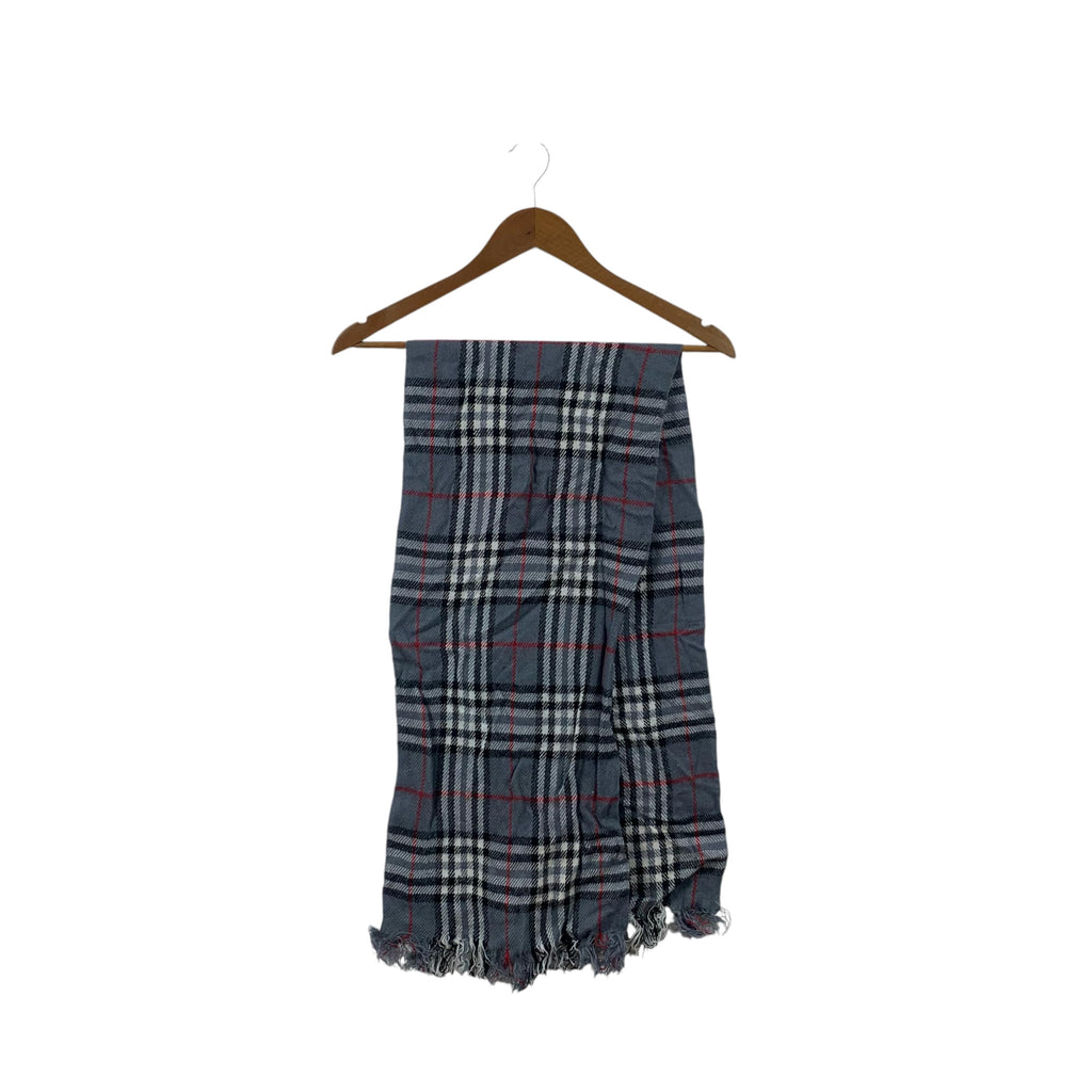Vintage VINCENZO VALENTINO Nova Checks Muffler Scarf Shawl Fringes