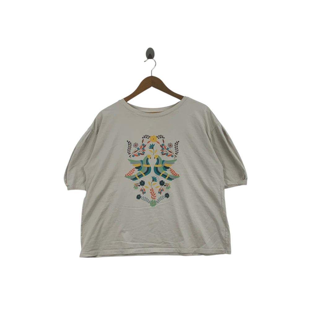ANNA SUI x UNIQLO Floral Bird Illustration Boxy Tee Shirt Top Collaboration Collection