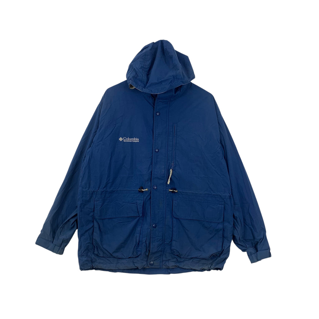 Vintage COLUMBIA SPORTSWEAR COMPANY Blue Jacket Hoodie Outdoor Windbreaker