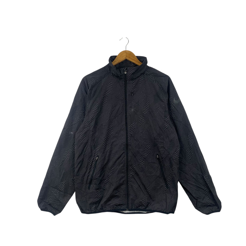 Vintage NIKE DRI FIT Abstract Design Swoosh Zipper Jacket Windbreaker Sportswear Outdoor