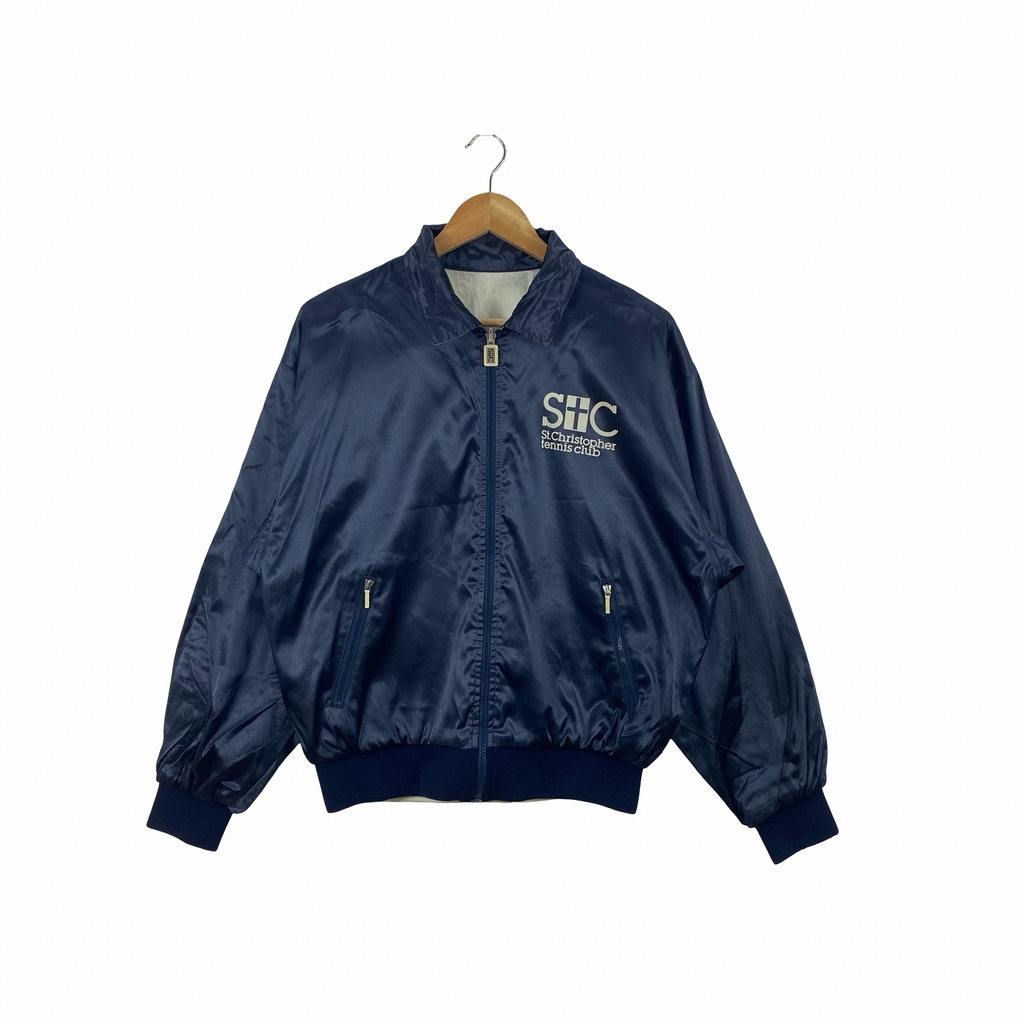 Vintage SHC ST. CHRISTOPHER Tennis Club Satin Bomber Full Zip Varsity Jacket
