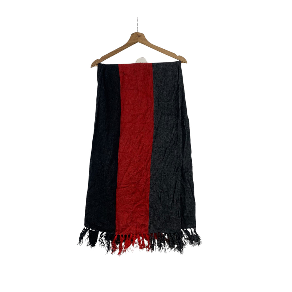 Vintage CHAMULA HERMOSA MEXICO Striped Muffler Scarf Shawl Fringes