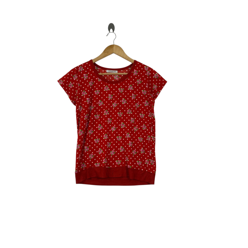 COQUETTE PARIS FLORAL Over Print Tee Shirt Blouse Top