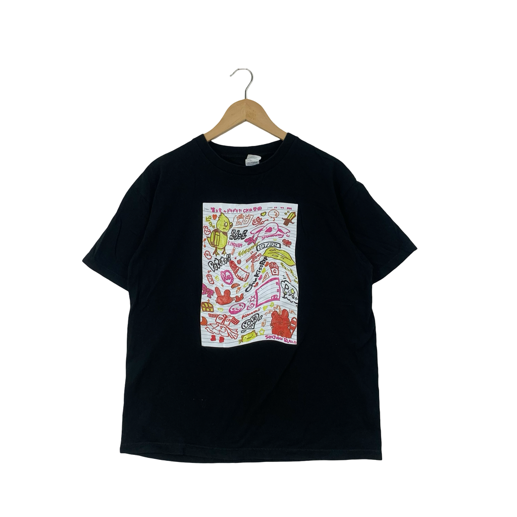 SHINJUKU BLAZE Doodle Style Graphic Album Cover Tee Shirt Top Japanese Rock Band