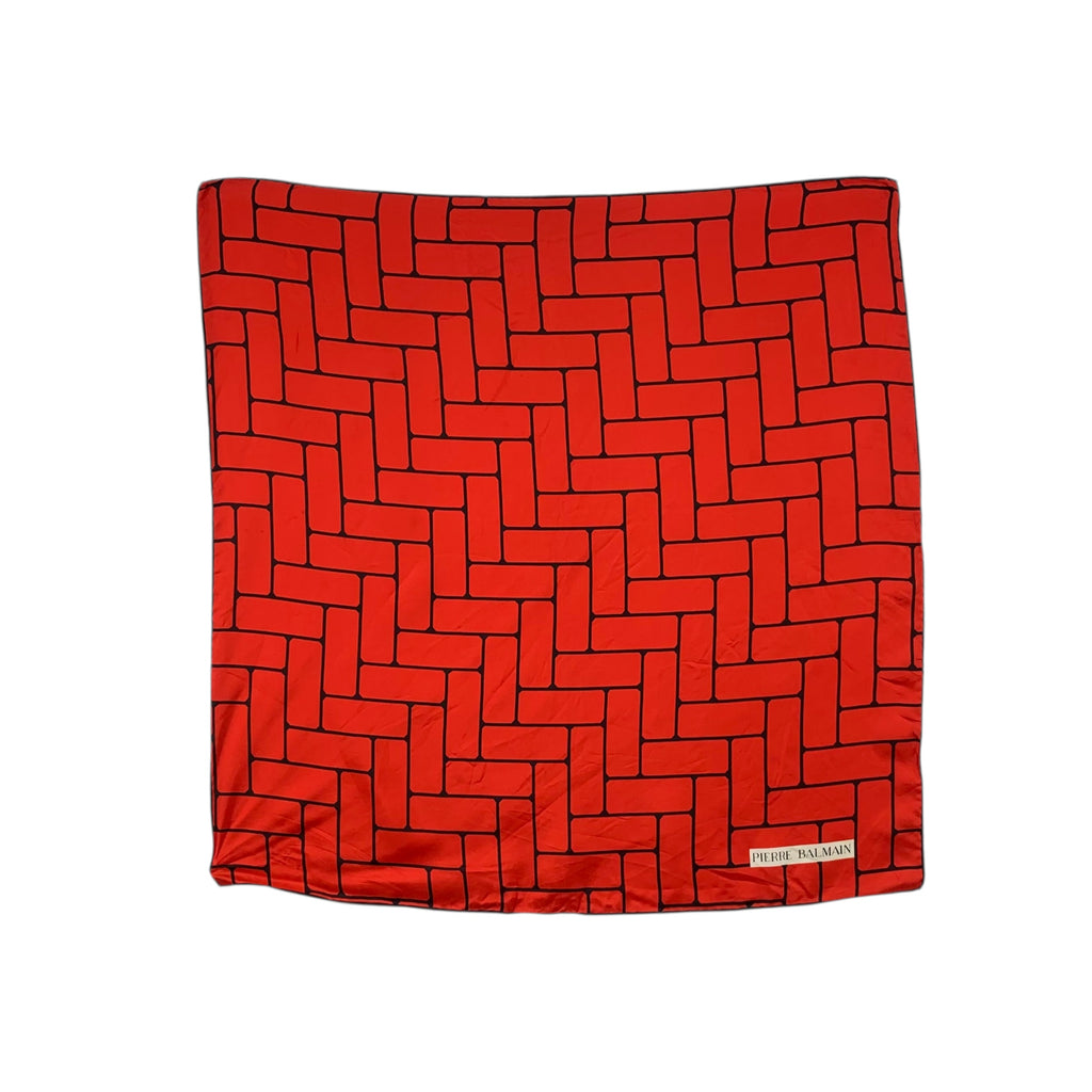 Vintage PIERRE BALMAIN PARIS Tessellation Geometric Silk Scarf Hand Rolled Shawl Neckerchief Rectangular Pattern