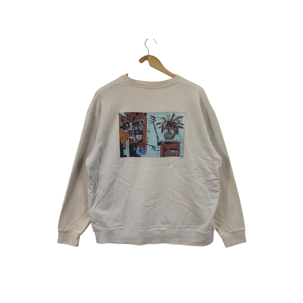 Vintage JEAN MICHEL BASQUIAT Dos Cabezas Thrashed Sweatshirt Sweater Two Heads Artworks Pop Art