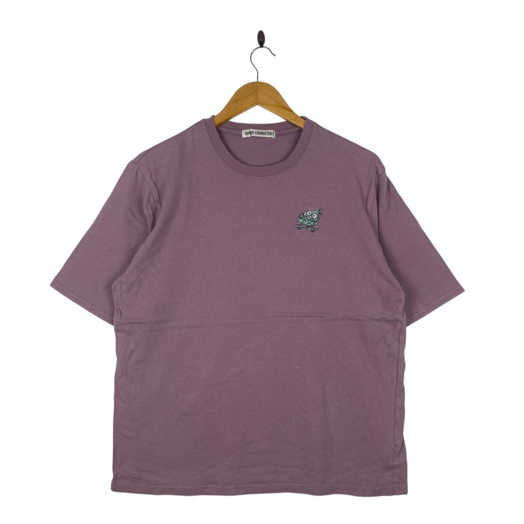 SANRIO CHARACTERS HANGYODON Cartoon Tee Shirt Top Hisato Inoue Life Is Like Skating Purple Short Sleeve