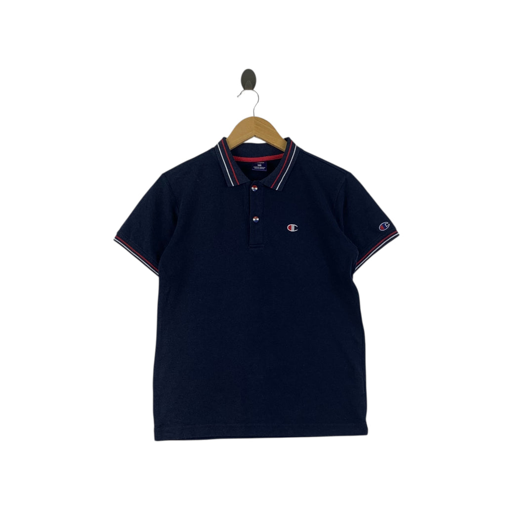 CHAMPION USA Embossed Logo Ringer Polo Tee Shirt Top Short Sleeve