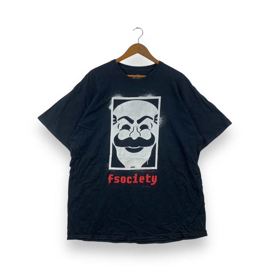 FSOCIETY V VENDETTA Mr Robot Loot Crate Exclusive Tee Shirt Top Black Top