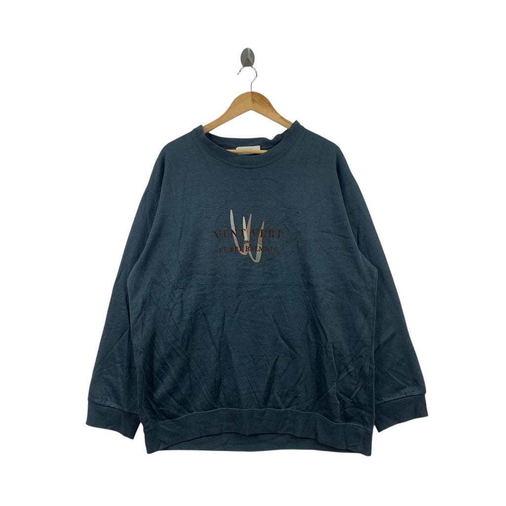 Vintage PIERRE BALMAIN PARIS Vent Vert Embroidered Sweatshirt Sweater Pullover