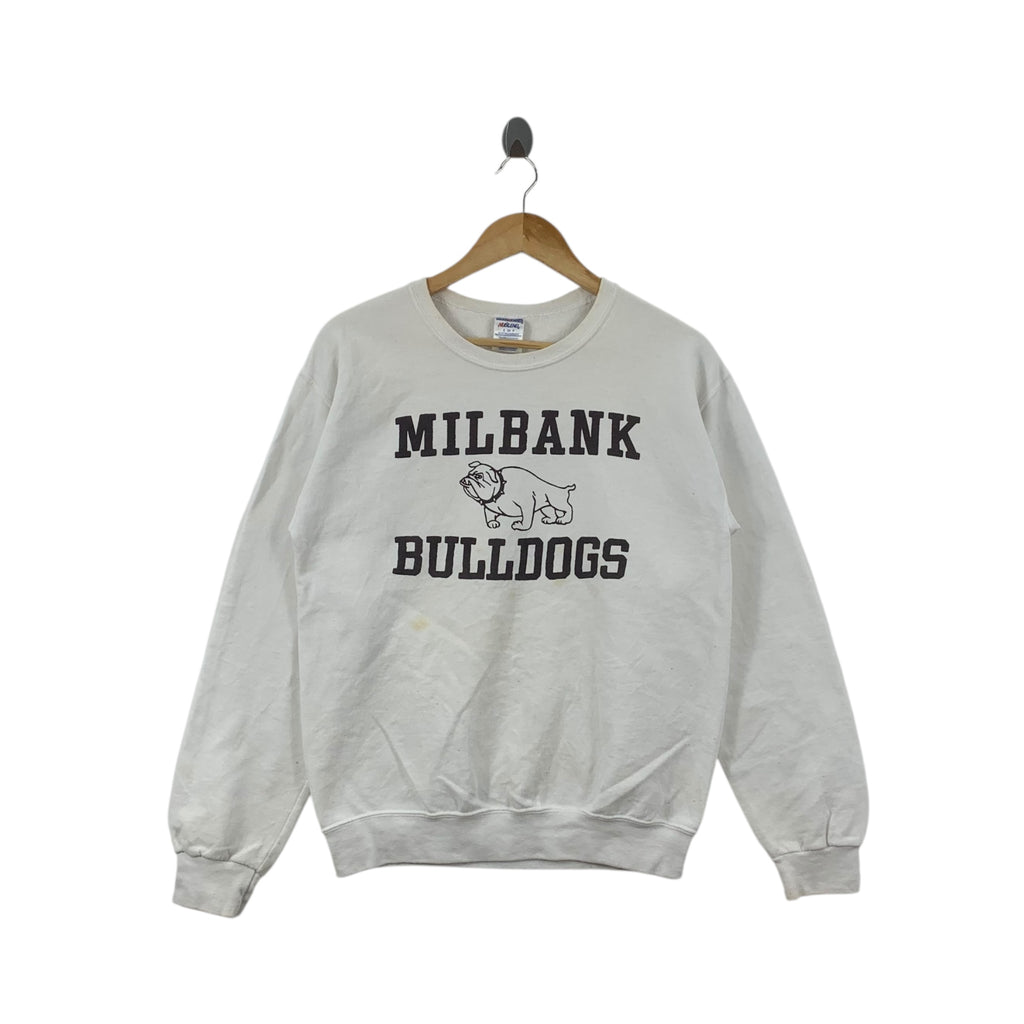 Vintage MILBANK BULLDOGS High School Mascot Sweatshirt Sweater Pullover Jumper