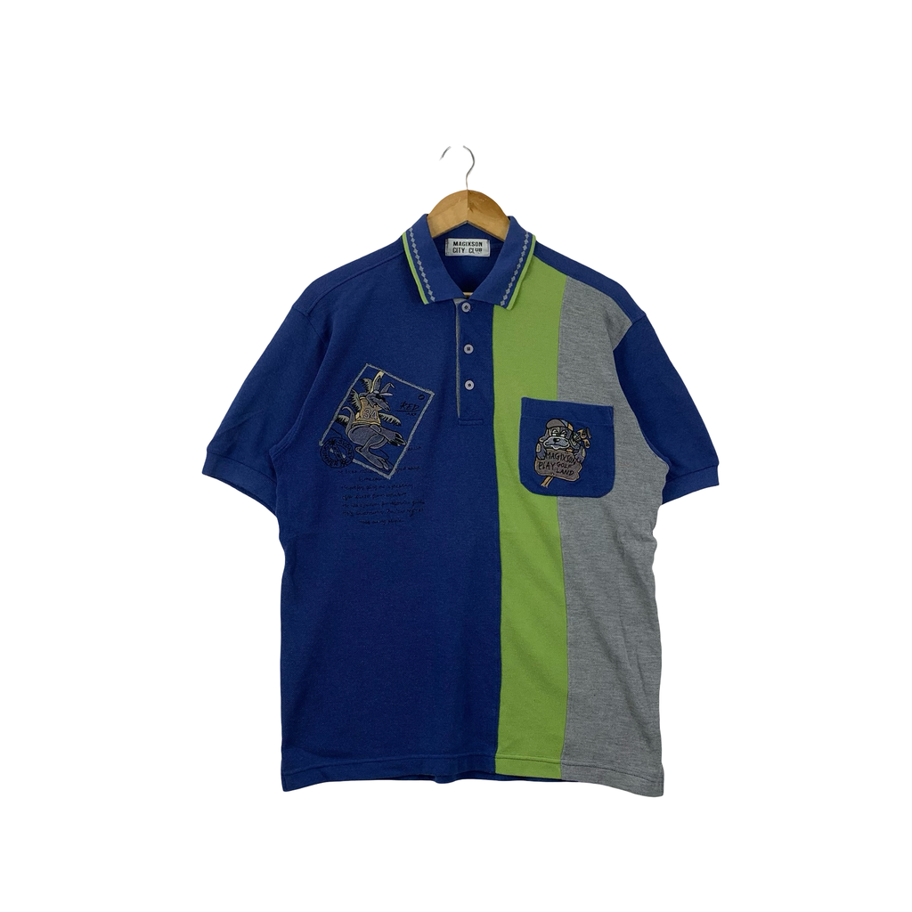 Vintage Y2K MAGIXSON CITY CLUB Golf Collection Polo Tee Shirt Top Embroidered Logo
