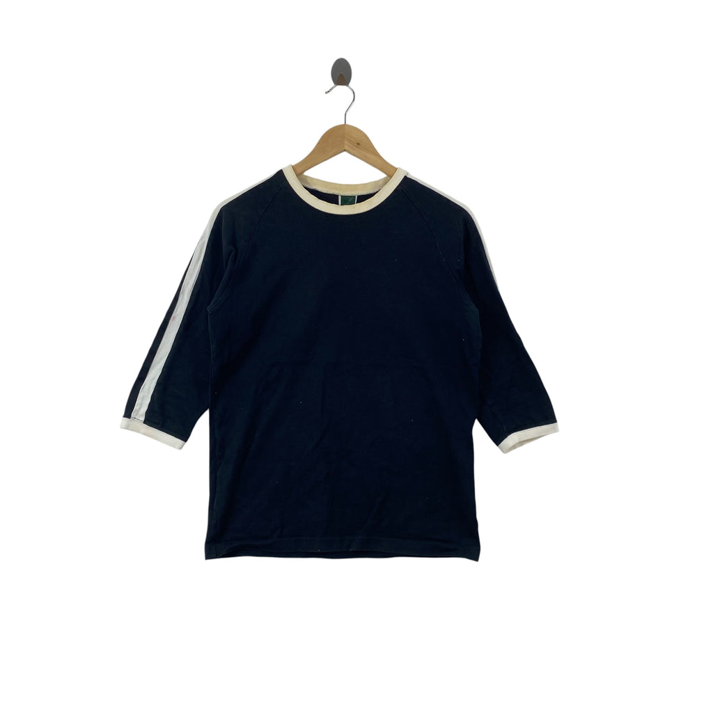 Vintage BASE CONTROL  3/4 Sleeve Raglan Tee Shirt Contrast Casual Minimalist