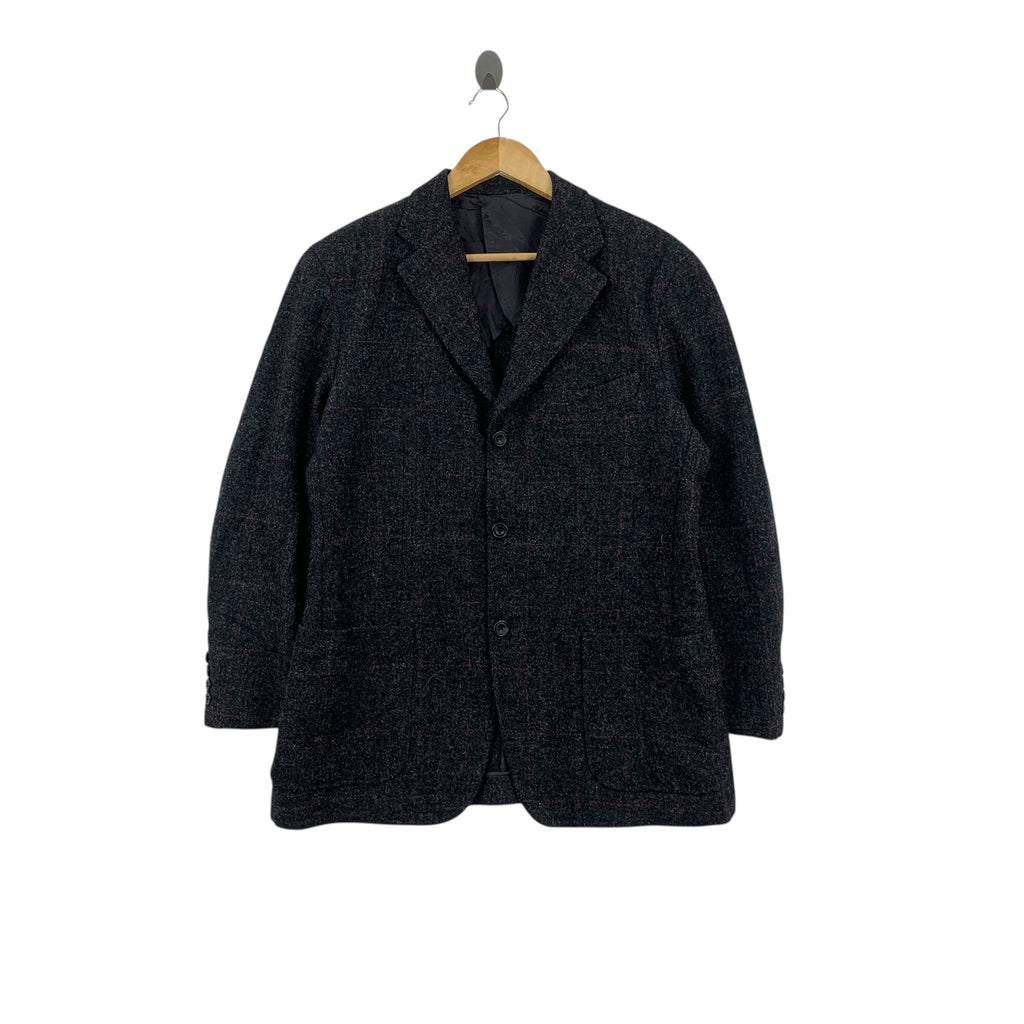 Vintage HARRIS TWEED Hand Woven Pure Wool Blazer Plaids Checks Coat 3 Button Formal