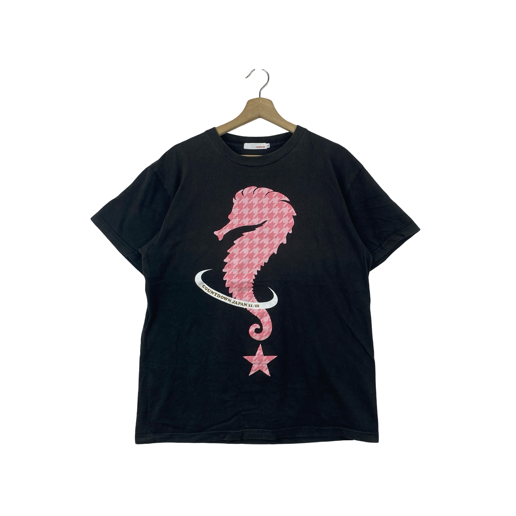 Vintage ROCKIN’ON Countdown Japan 11/12 Seahorse Graphic Tee Shirt Houndstooth Print Japan Festival Band Merch