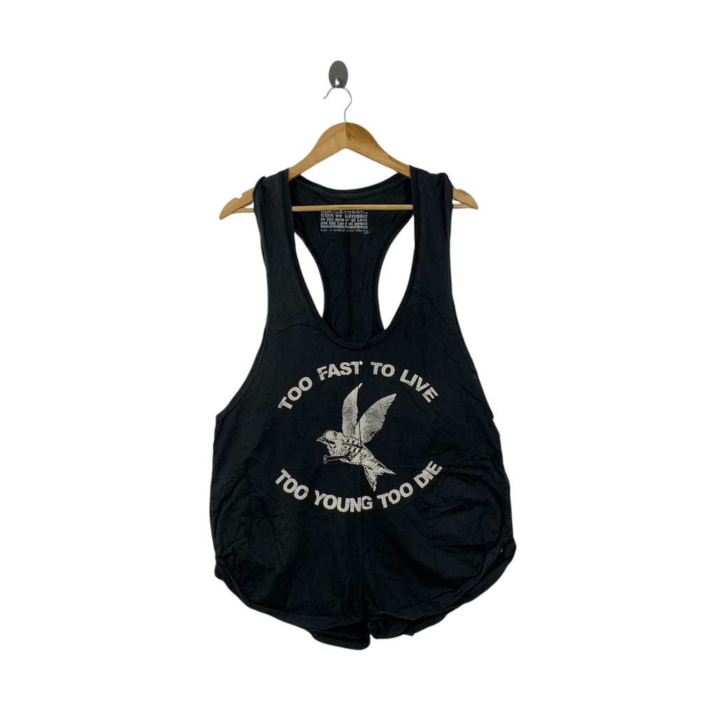 Vintage TOO FAST TO LIVE Young Too Die Punk Tank Top Tee Shirt Bird Of Paradise